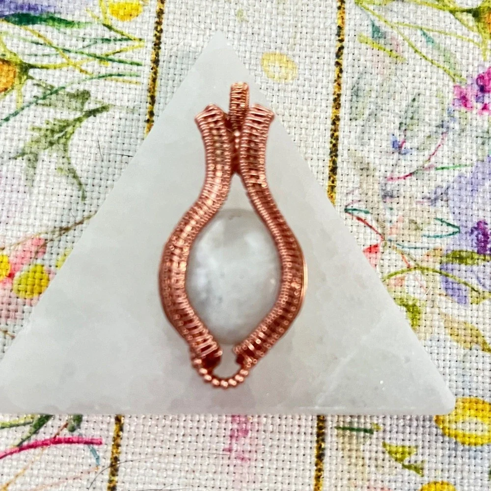 Handmade Copper Wrapped Moonstone Pendant Women's‎  Copper Wire Wrap Jewelry